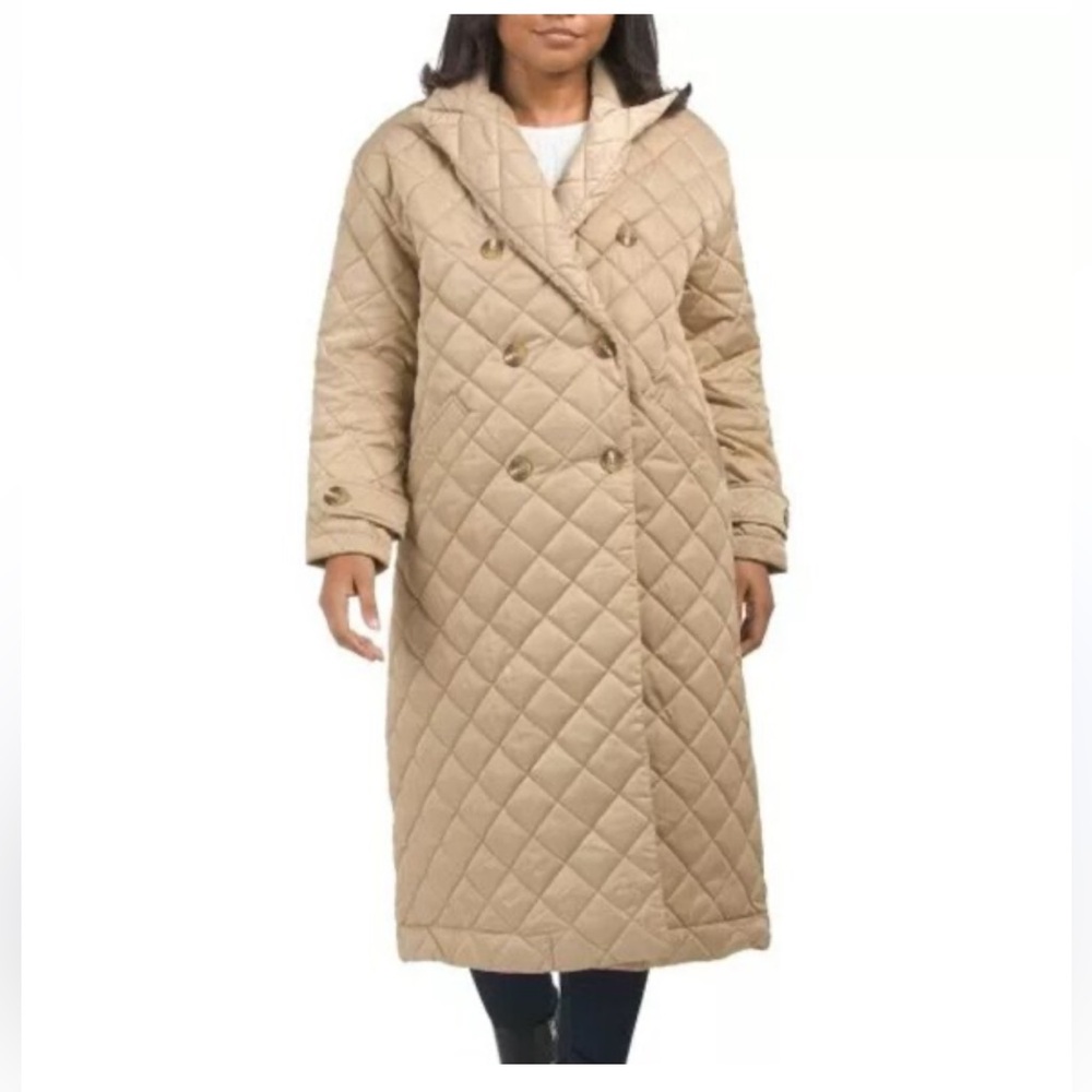 Rebecca Minkoff Quilted Tan Puffer Midi Coat M NWT
